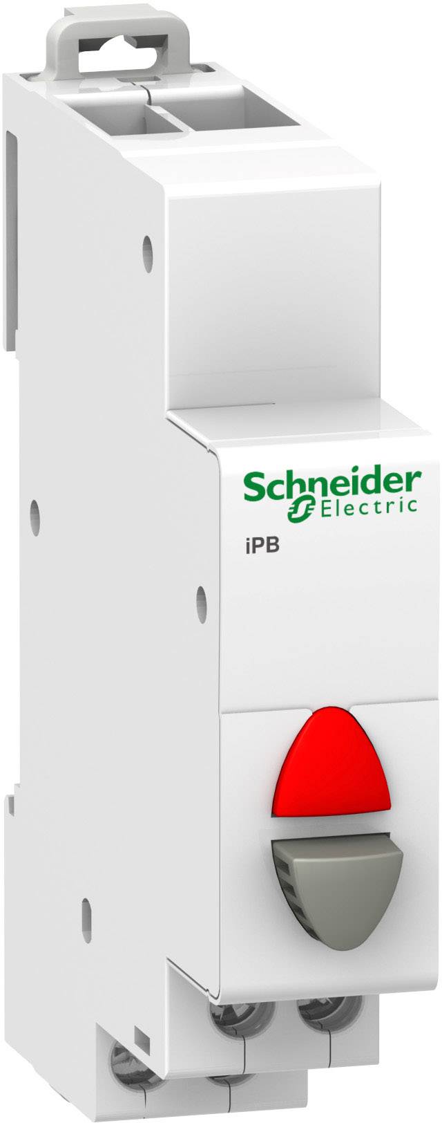 Ein weißer Schutzschalter von Schneider Electric mit einem roten und grauen Schalter sowie dem Text 'iPB' auf der Vorderseite.