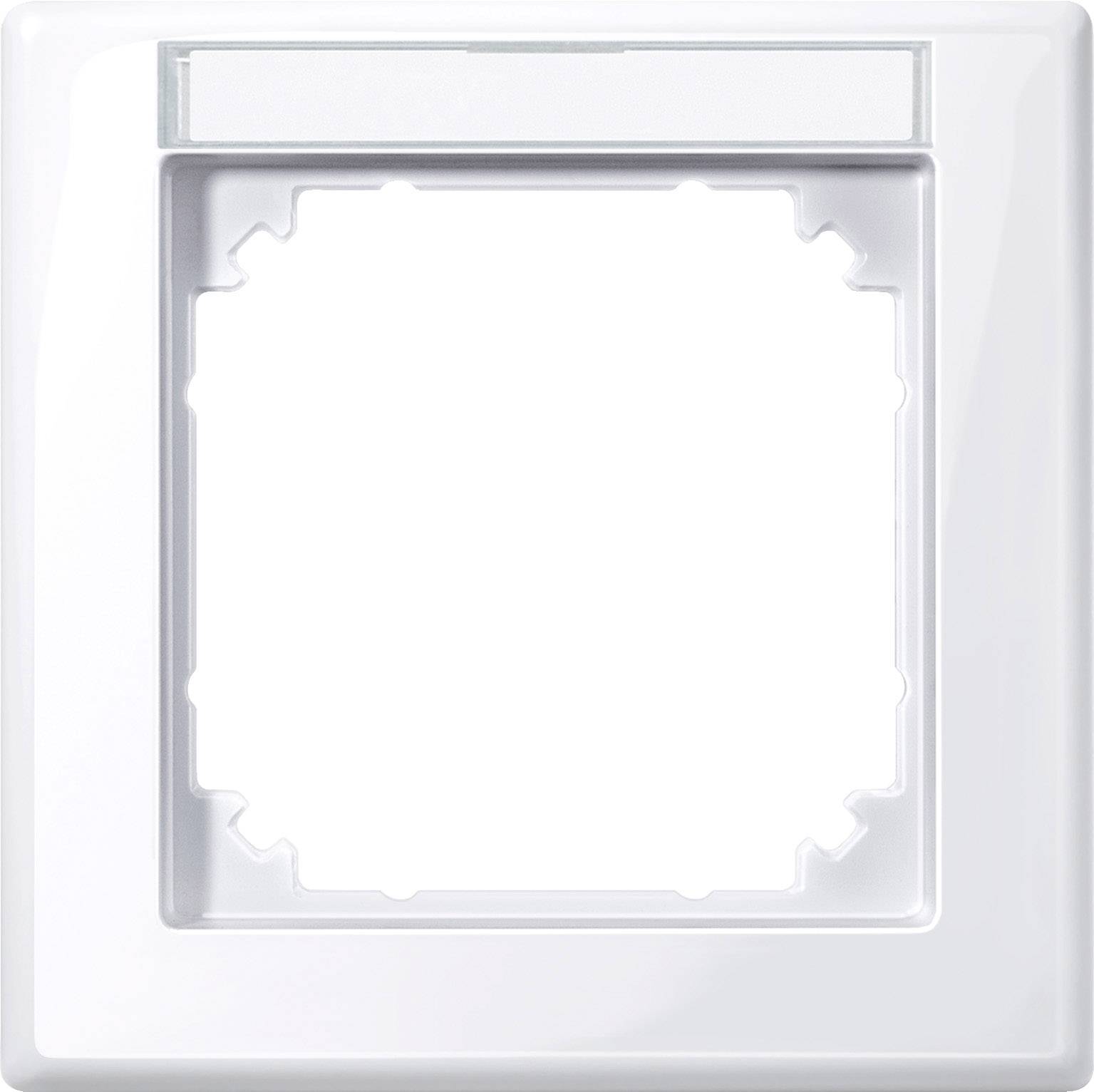 Weißer, quadratischer Lichtschalterrahmen ohne Schalter oder Knopf, hauptsächlich in Innenräumen zur Abdeckung elektrischer Anschlüsse verwendet.