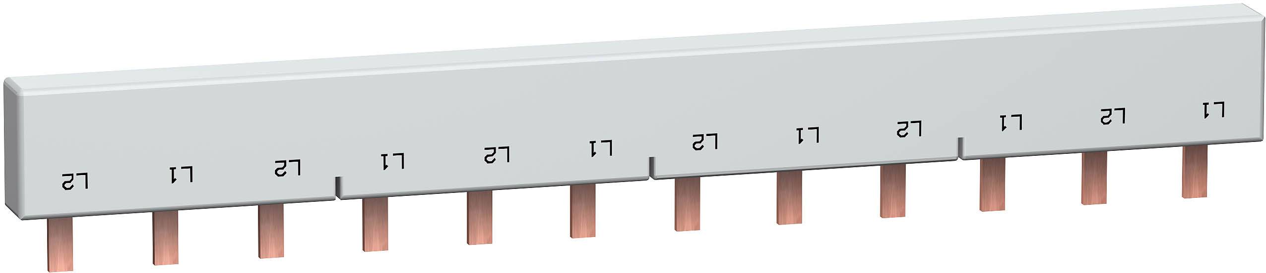 Ein grauer, langer Metallstab mit mehreren nummerierten Anschlüssen auf einer Seite, wahrscheinlich für elektrische oder elektronische Verbindungen.