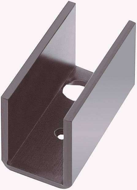 Metallprofil in U-Form mit zwei Bohrlöchern an der Grundfläche, geeignet zur Verwendung in Konstruktionen oder Befestigungen.