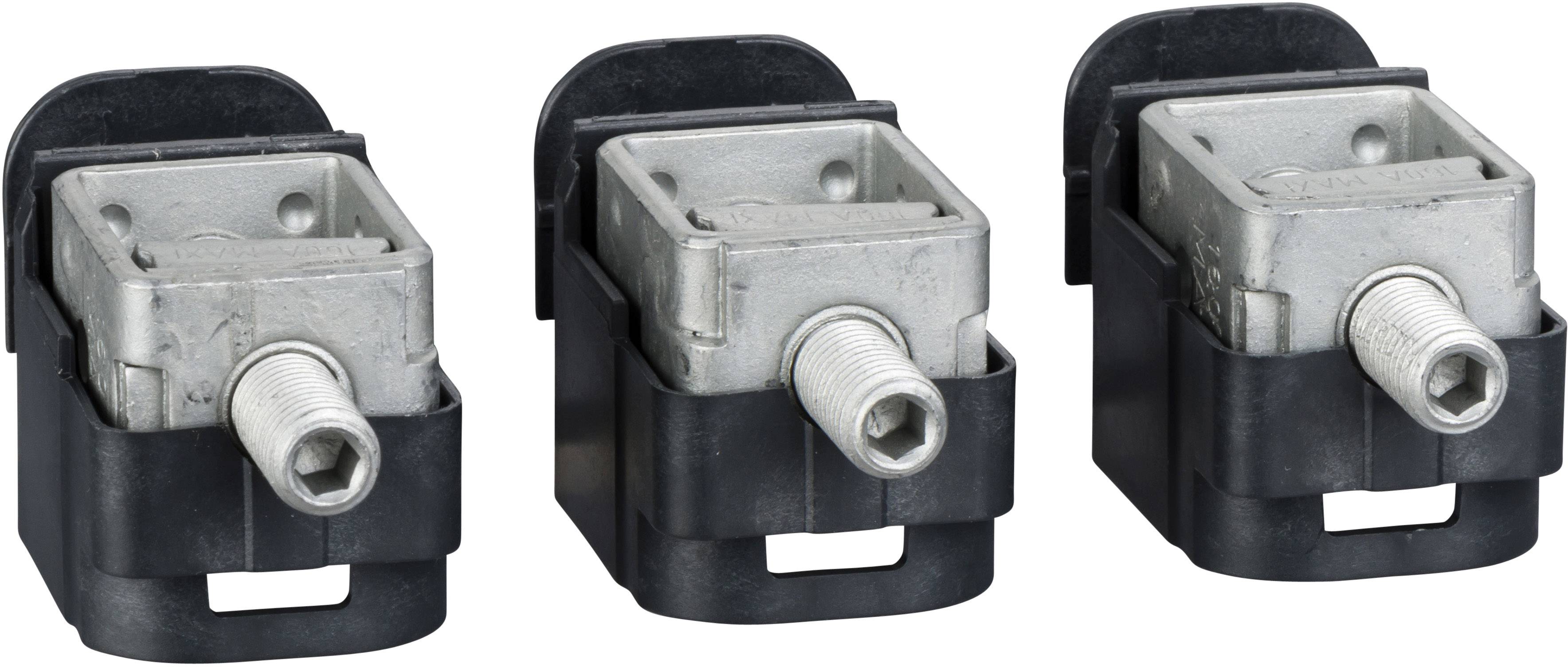 Drei graue, rechteckige Metall-Elemente mit schwarzen Kunststoffsockeln, nebeneinander angeordnet, vor weißem Hintergrund.