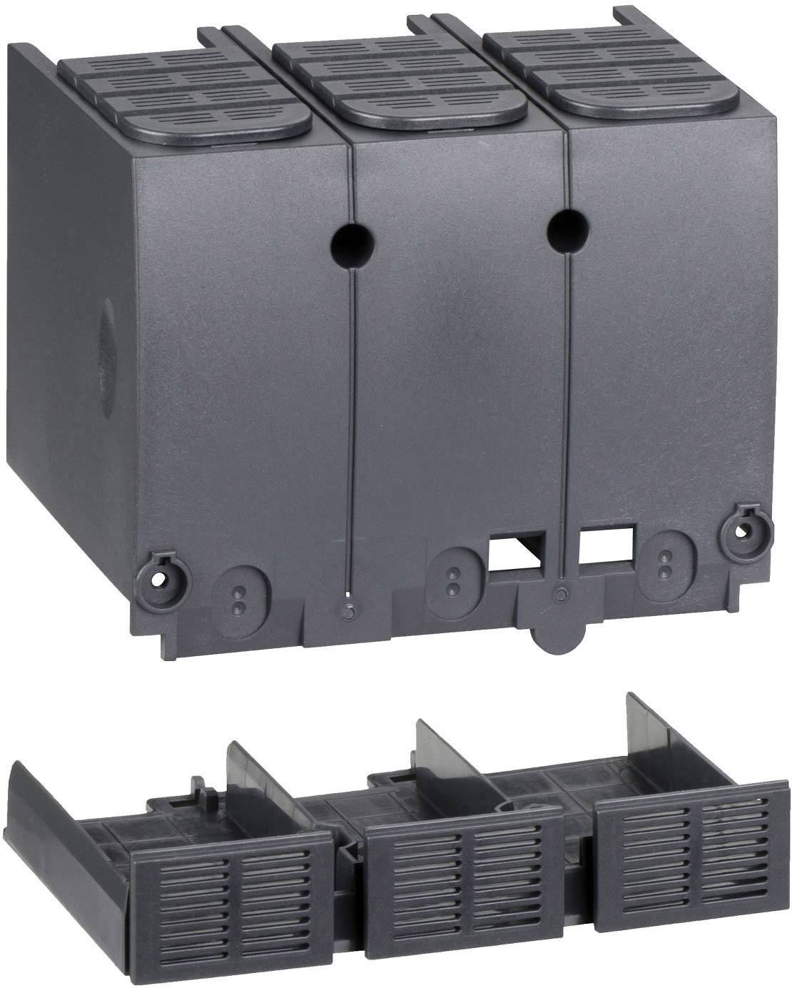 Dreifacher elektrischer Sicherungshalter aus schwarzem Kunststoff, geeignet für die Aufnahme von Sicherungseinsätzen zur Stromverteilung.
