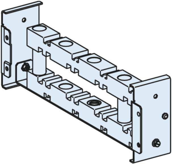 Metallhalterung mit mehreren Steckverbindungen, geeignet zur Befestigung von Komponenten an einem Gestell oder Gehäuse.