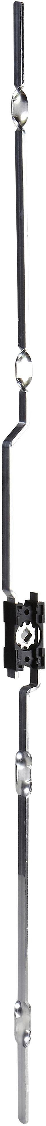 Eine lange, vertikale Metallstruktur mit mehreren Gelenken und Verbindungselementen.