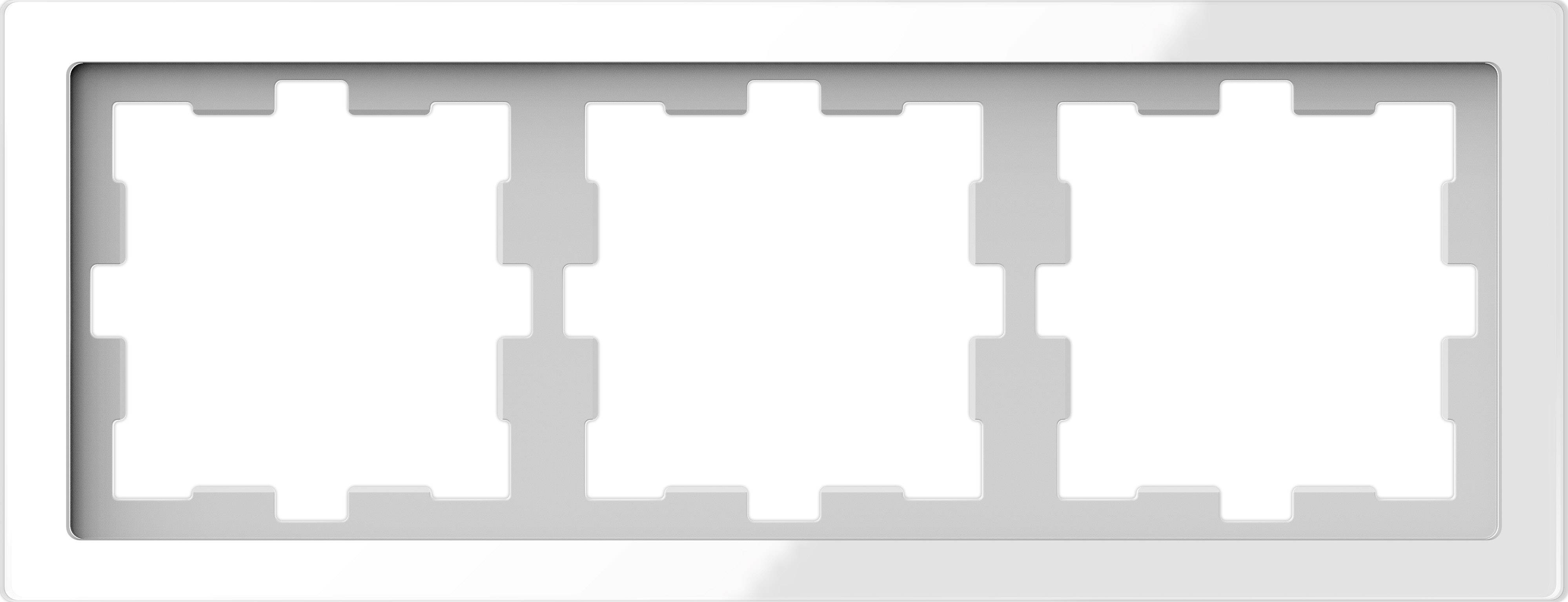 Vierfacher Rahmen aus Kunststoff für Elektroinstallationen, rechteckig, mit Platz für vier Schalter oder Steckdosen.