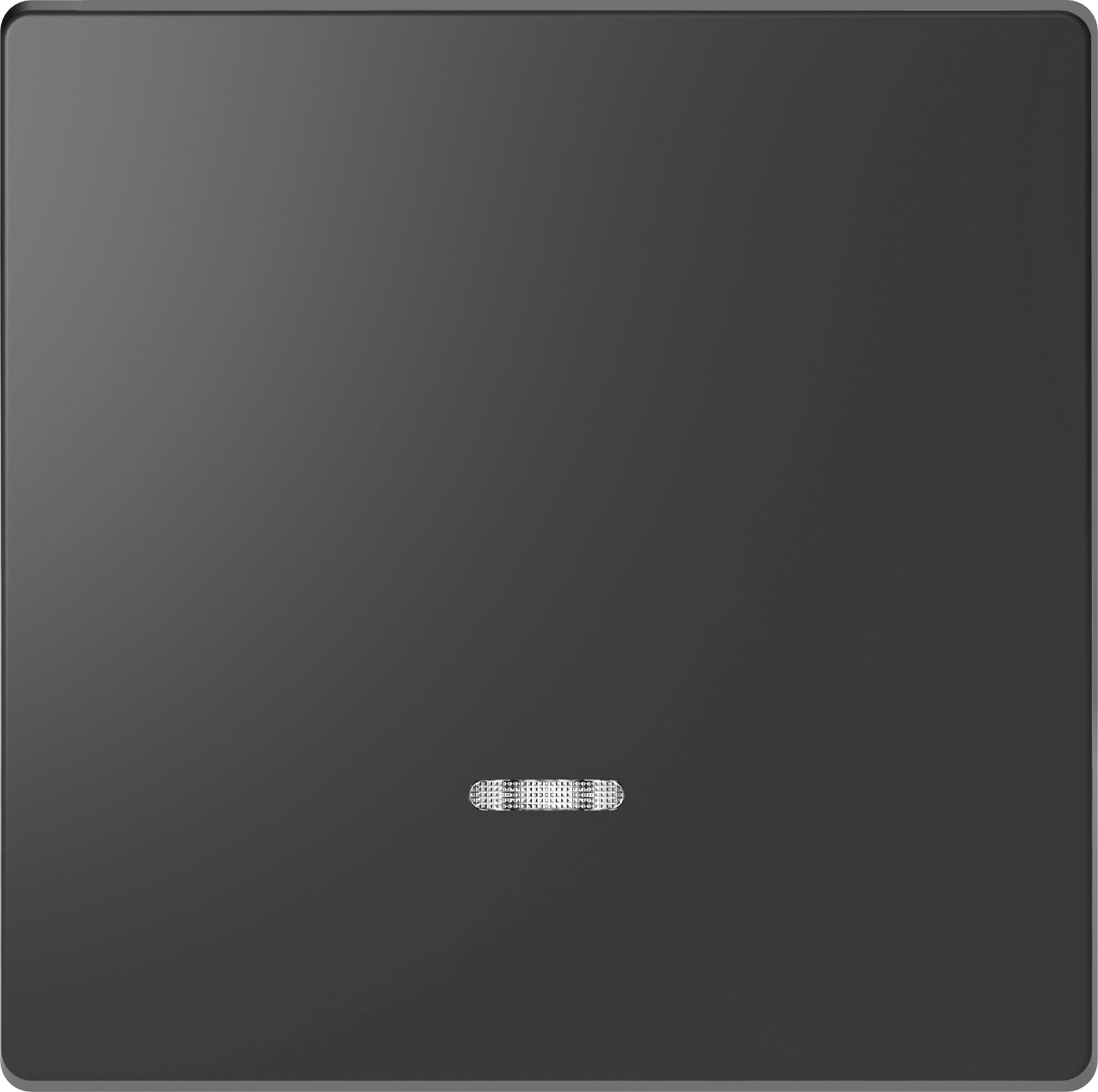 Ein schwarzes, rechteckiges Touchpanel mit einem horizontalen, weißen LED-Streifen in der unteren Mitte.