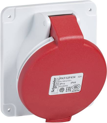 Schneider Electric - schneider PKF32F434 Socle encastré incliné 32A 3P+TT 380-415V IP44