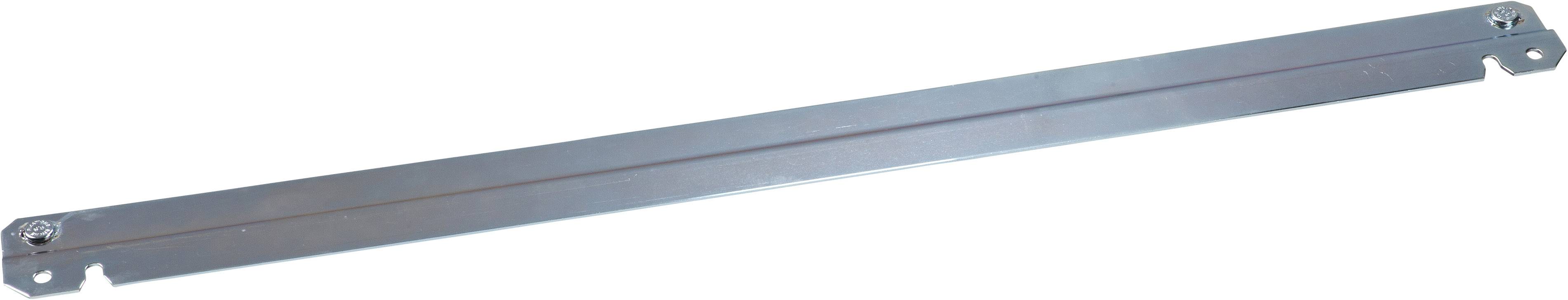 Metallleiste mit zwei Löchern an den Enden, horizontal ausgerichtet. Eignet sich zur Befestigung oder als Stützelement.