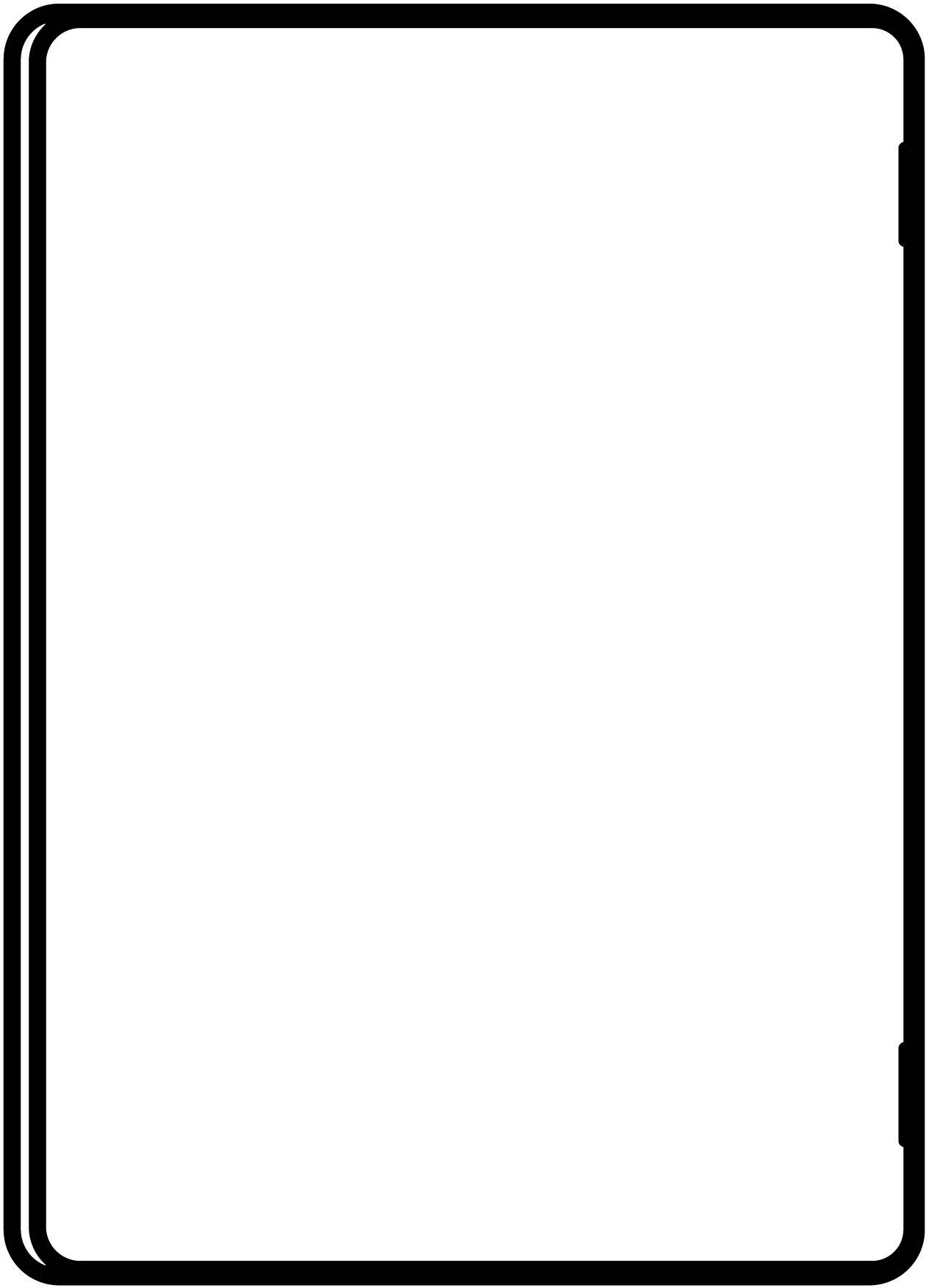 Tablet mit schwarzem Rahmen und abgerundeten Ecken auf weißem Hintergrund.