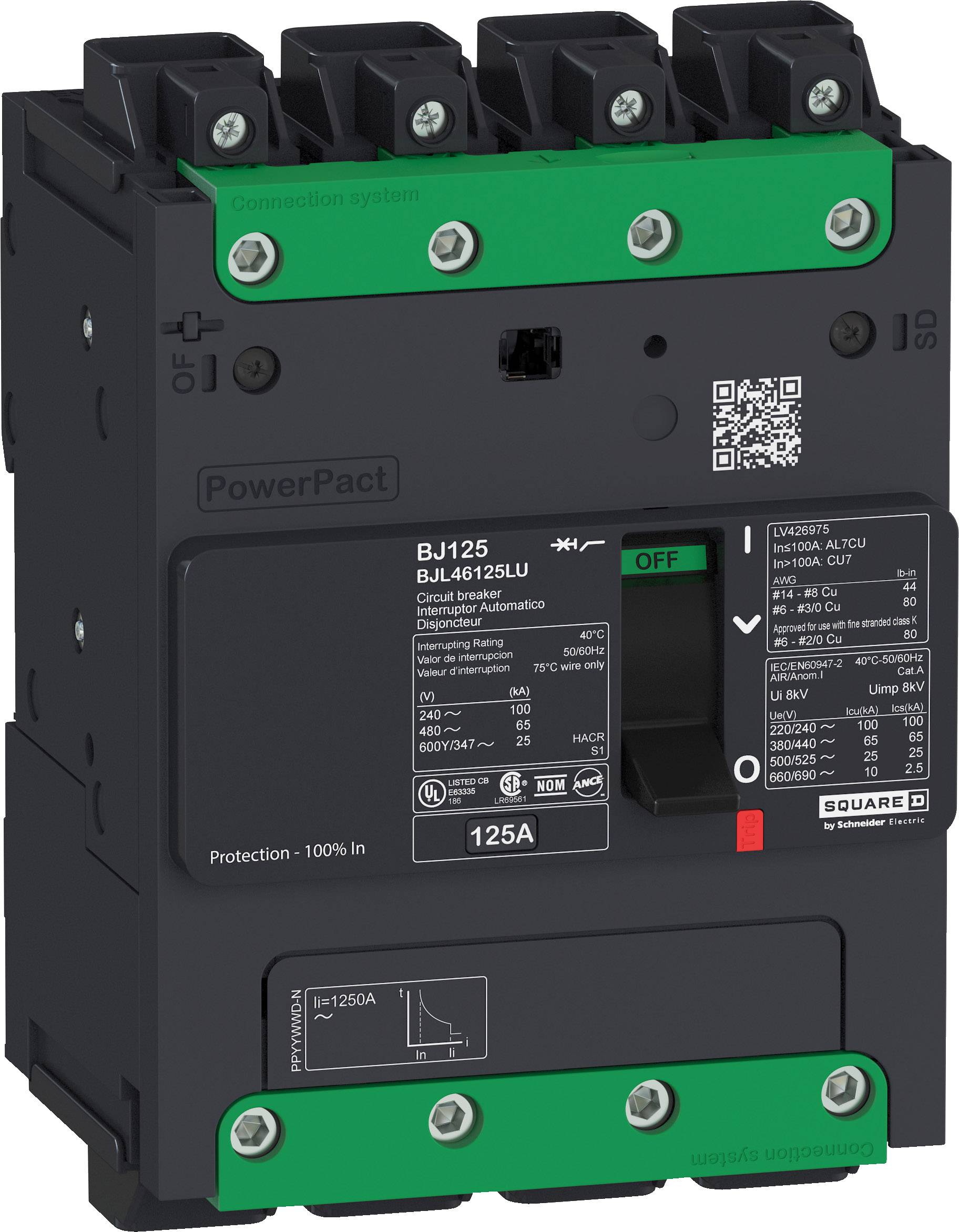 Schneider Electric BDL46100LU Leistungsschalter 1 St. Schaltspannung (max.): 690 V/AC (B x H x T) 108 x 137 x 80 mm