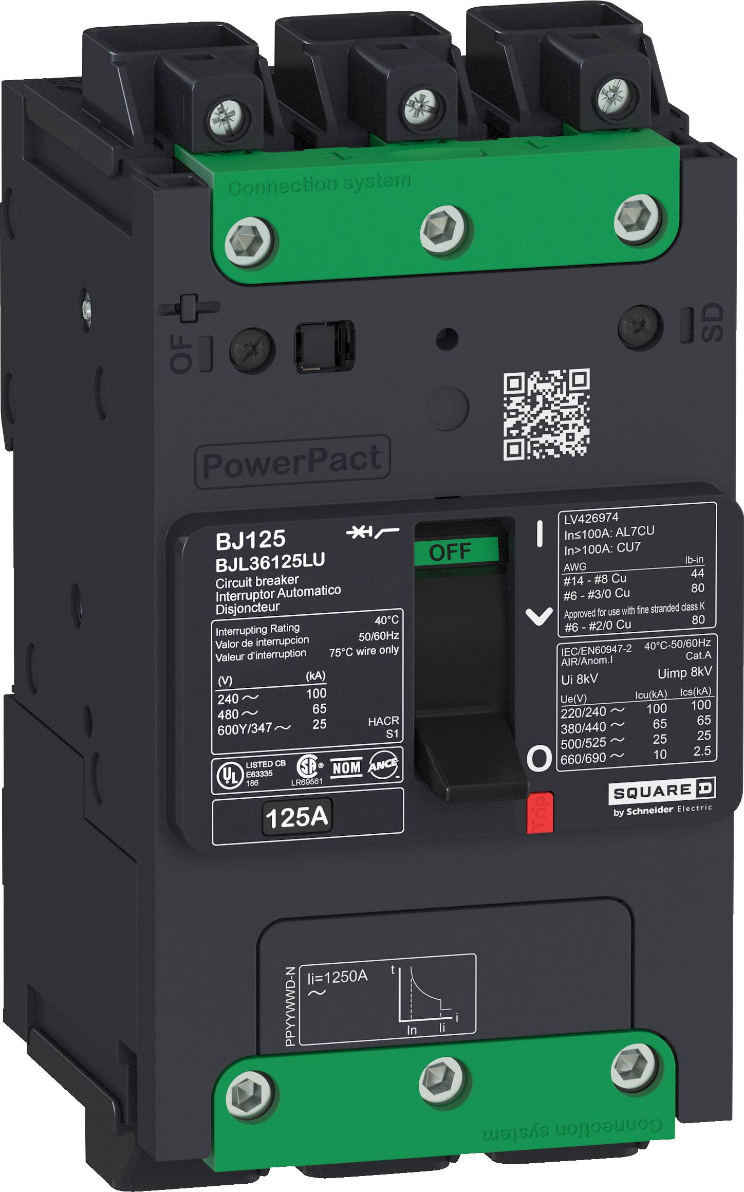 Schneider Electric BDL36015LU Leistungsschalter 1 St. Schaltspannung (max.): 690 V/AC (B x H x T) 81 x 137 x 80 mm