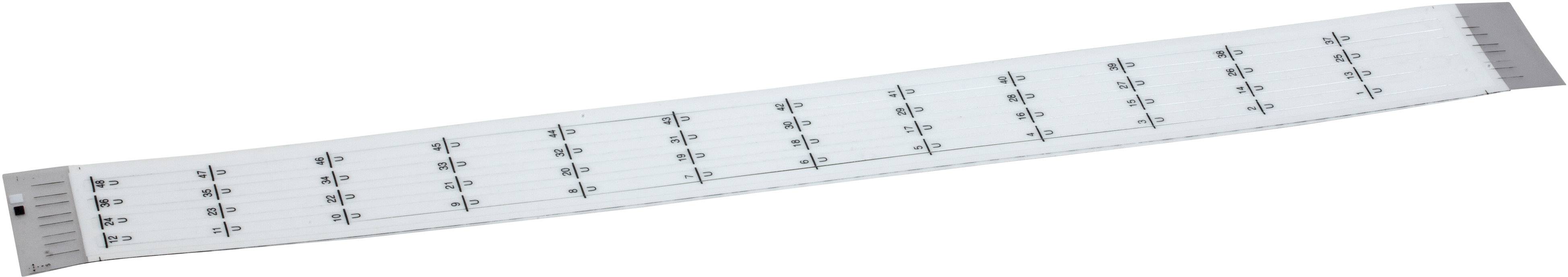 Ein flexibles Flachbandkabel mit mehreren parallelen Leitungen und Steckverbindungen an beiden Enden. Geeignet für elektronische Verbindungen.