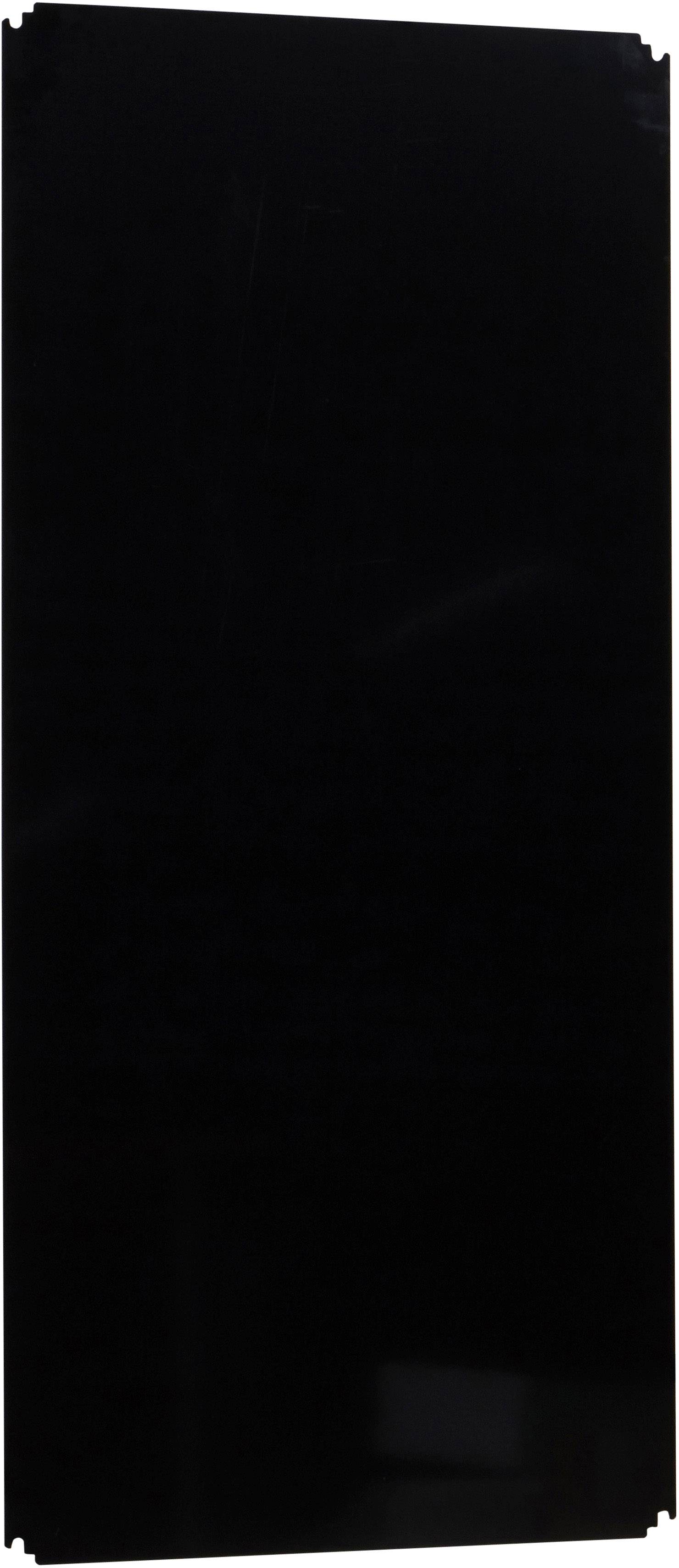Ein rechteckiges schwarzes Panel mit glatter, glänzender Oberfläche.