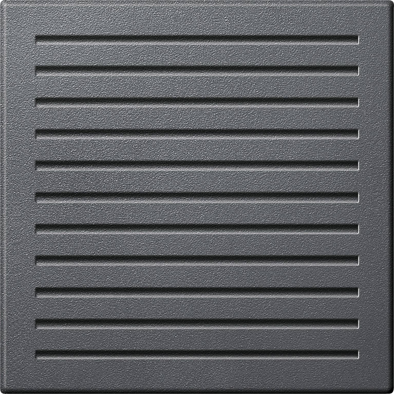 Ein schwarzes, strukturiertes Rechteck mit waagerechten Linien; schlichtes Design.