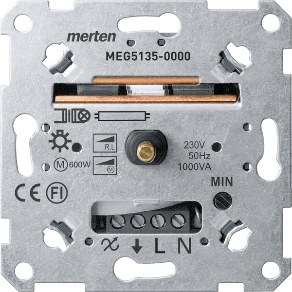 Merten MEG5135-0000 Unterputz Dimmer Geeignet für Leuchtmittel: Glühlampe, Halogenlampe, Leuchtstofflampe Aluminium