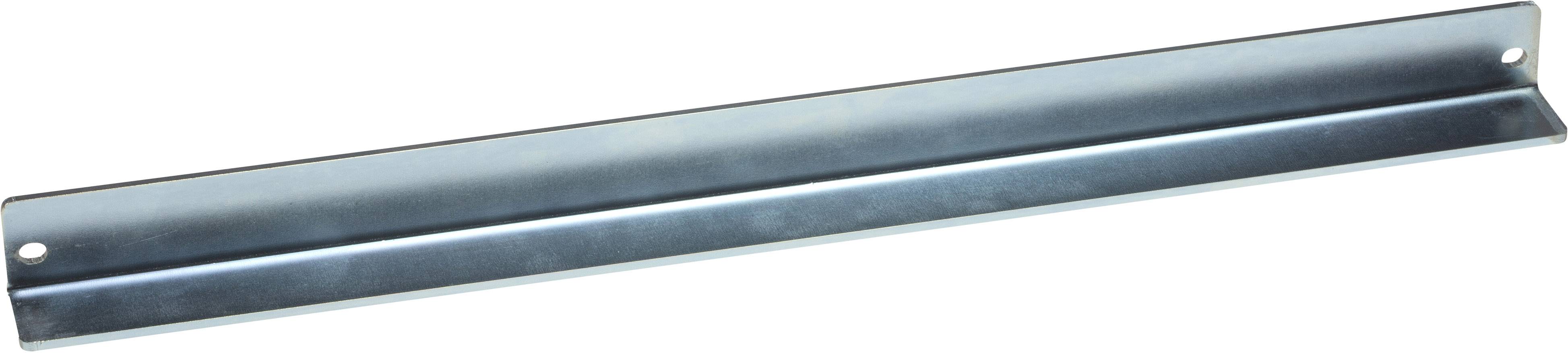 Metallwinkel mit zwei Löchern an den Enden zur Befestigung, Verwendung oft in Bauprojekten oder Regalsystemen.