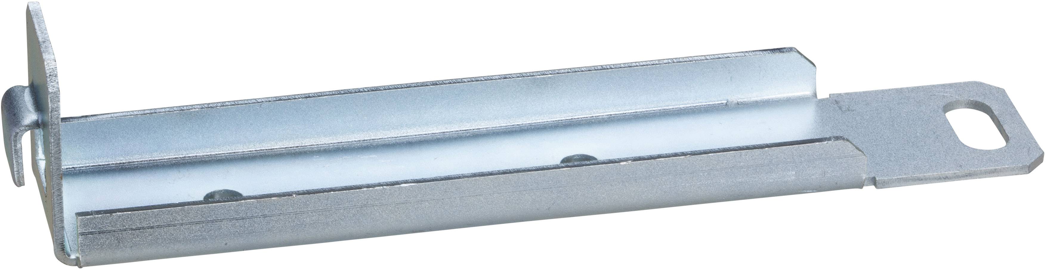 Metallwinkelhalterung mit rechteckiger Basis und Loch zur Befestigung, geeignet zur Unterstützung von Regalstrukturen oder Bauzwecken.