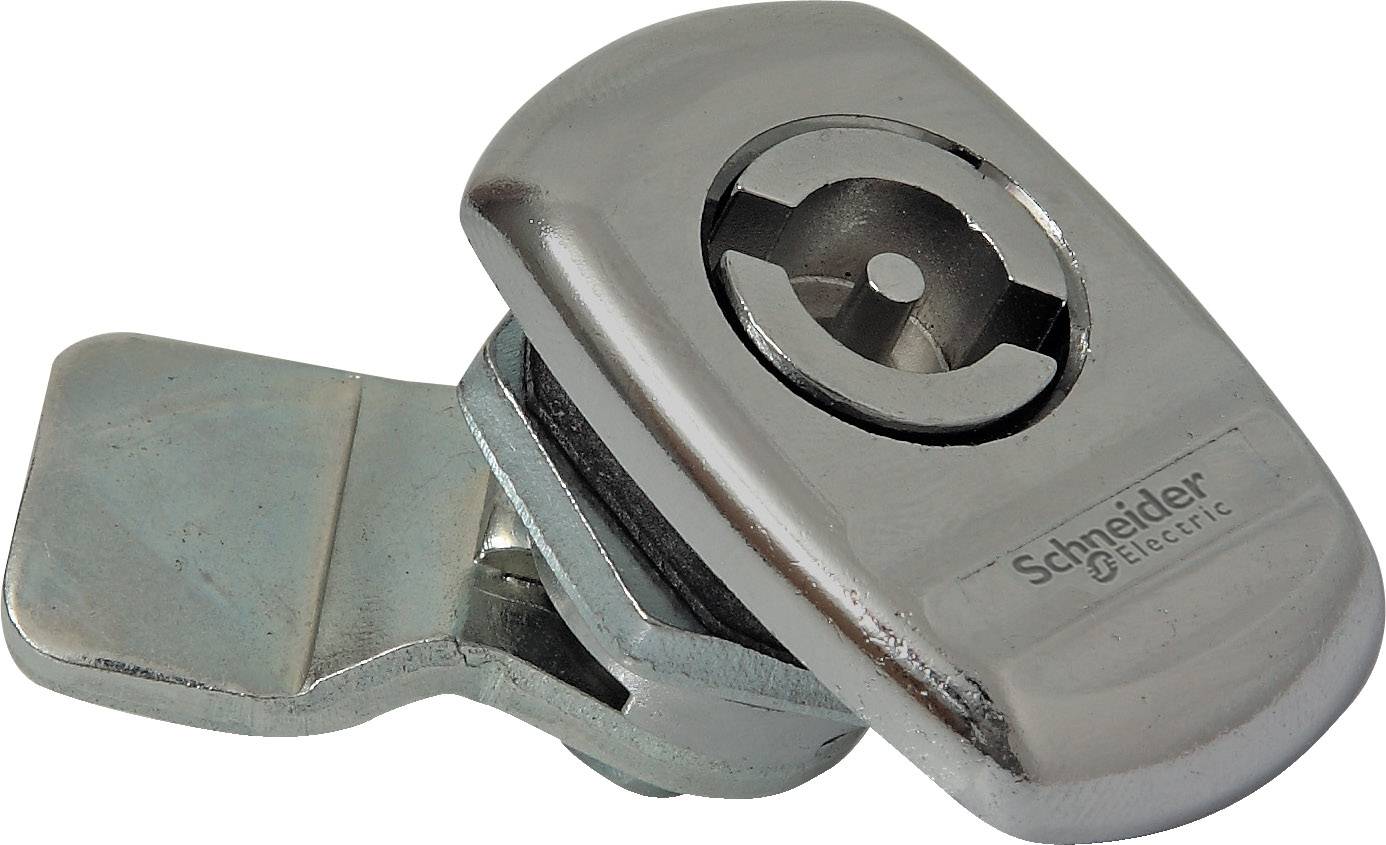Verschluss mit Drehgriff von Schneider Electric, besteht aus Metall, geeignet für den Einsatz in Schaltschränken oder Gehäusen.