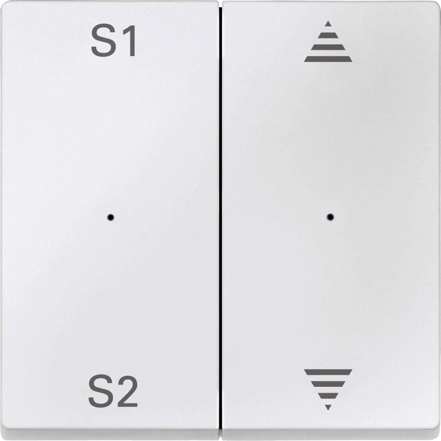 Zwei weiße Schalter nebeneinander; links mit 'S1' und 'S2' beschriftet, rechts mit Dreiecks-Symbolen nach oben und unten.