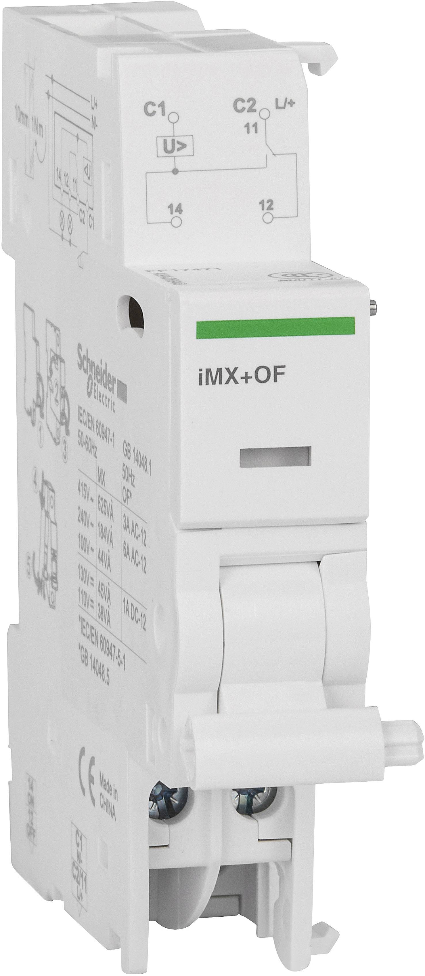 Ein elektrischer Leistungsschalter mit der Aufschrift 'iMX+OF', zur Steuerung und Überwachung elektrischer Schaltungen.