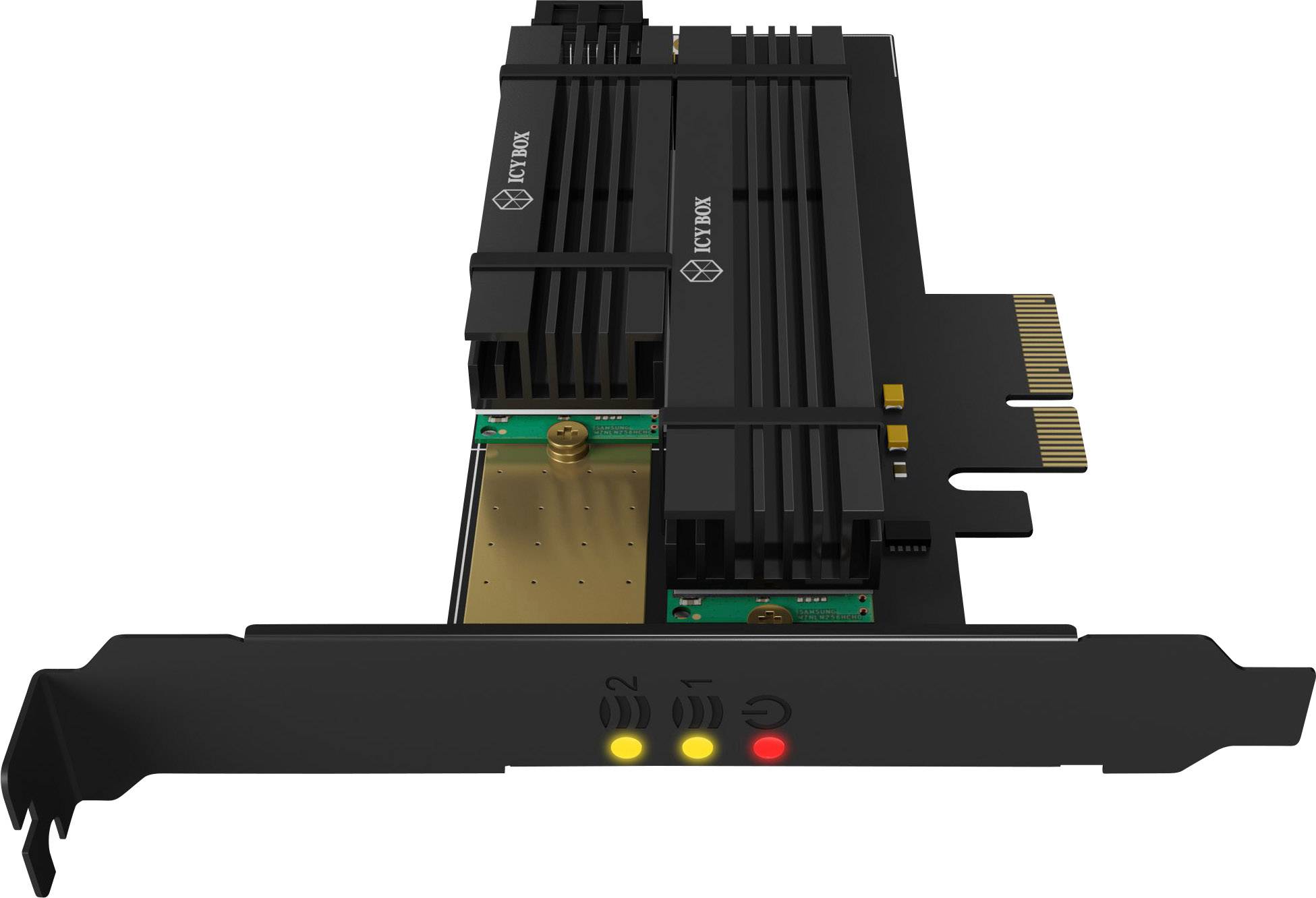 RAIDON IB-PCI215M2-HSL 2 Port M.2 Controller PCIe x4 Passend für (SSD): 2230, 2242, 2260, 2280, 22110 Passive Kühlung, inkl. Low-Profile Slotblech