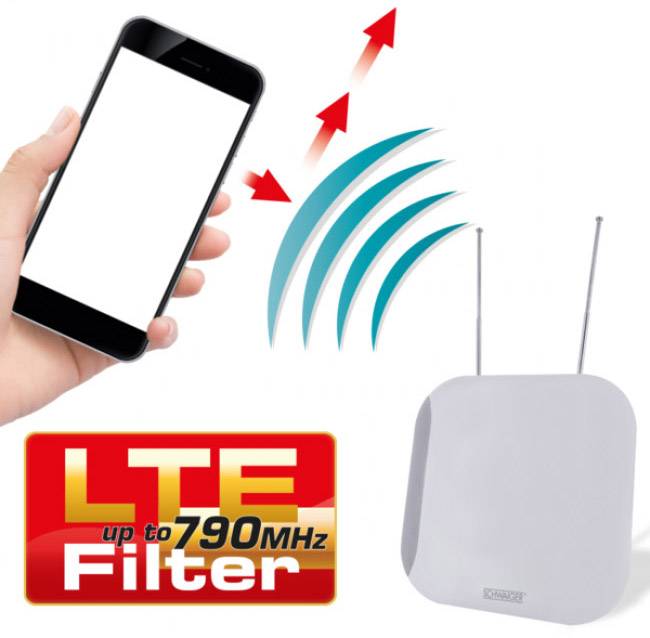 Schwaiger ZA100 Aktive DVB-T/T2 Flachantenne Innenbereich Verstärkung: 36 dB Weiß