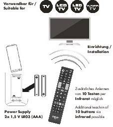 Schwaiger UFB100U Samsung, LG, Sony, Philips, Panasonic Fernbedienung Schwarz