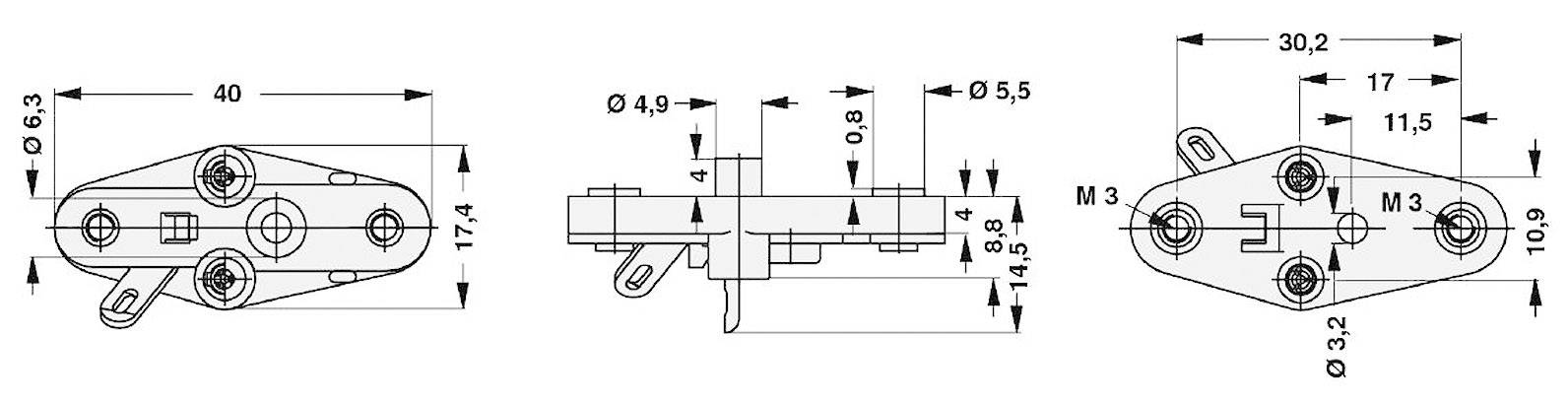 Fischer Elektronik Transistorhalterung 1 St. TF 3/2 Passend für Gehäuse (Halbleiter): TO-3 Rastermaß: 10.9 mm (L x B x H) 39.8 x 17.5 x 16.1 mm