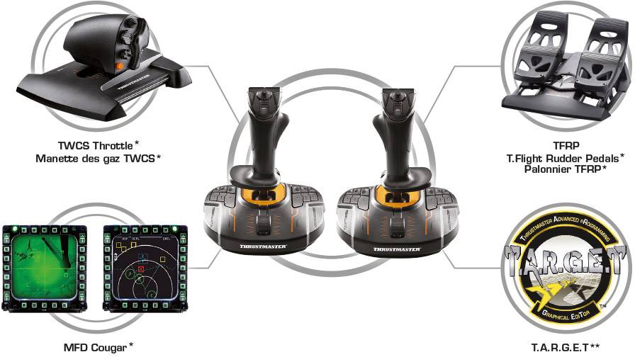 Thrustmaster T.16000M Space Sim Duo Stick Flugsimulator-Joystick PC Schwarz, Orange