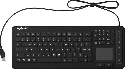 Keysonic KSK-6231 INEL (US) USB Tastatur US-Englisch, QWERTY Schwarz Silikonmembran, Wasserfest