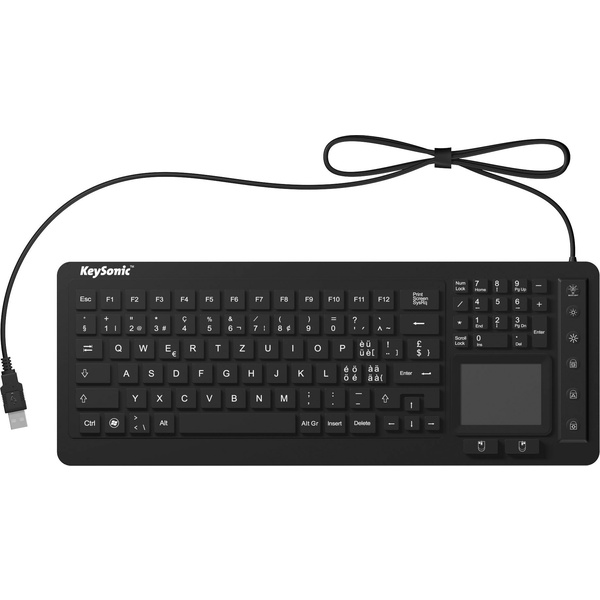 Keysonic KSK-6231 INEL (CH) USB Tastatur Schweiz, QWERTZ, Windows® Schwarz Silikonmembran, Wasserfe