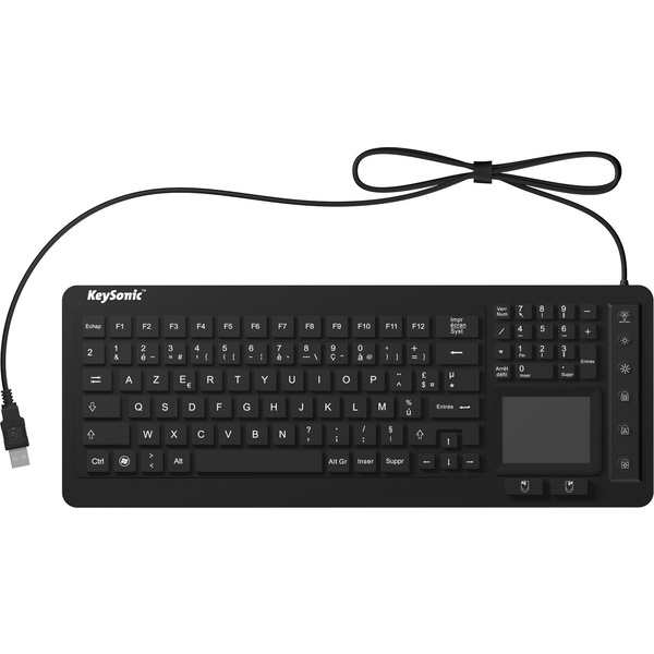 Keysonic KSK-6231 INEL (FR) USB Tastatur Französisch, AZERTY Schwarz Silikonmembran, Wasserfest