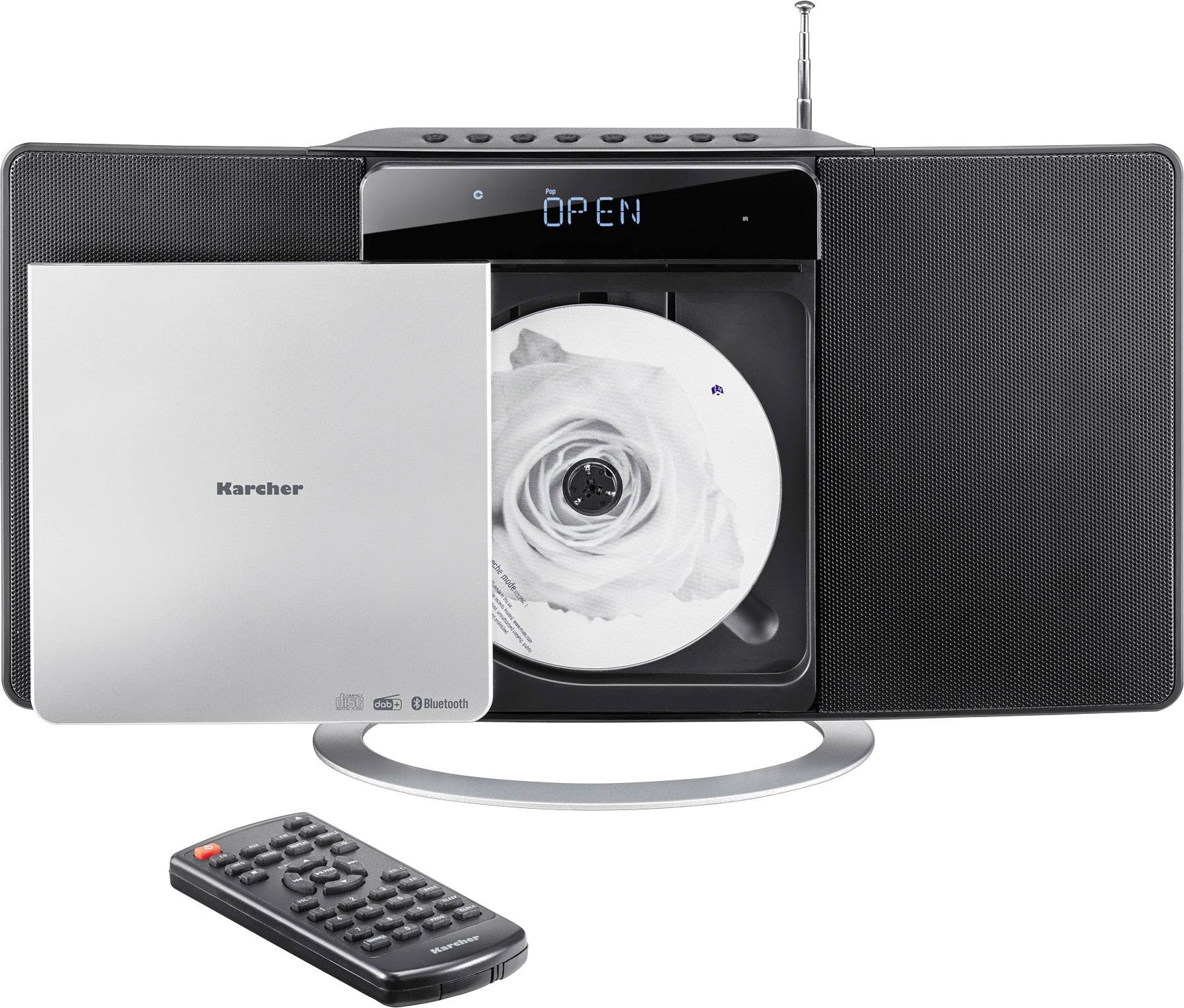 Karcher MC 6580D Stereoanlage CD, UKW, DAB+, USB, AUX, Bluetooth®, Inkl. Fernbedienung 2 x 5 W Schwarz, Silber
