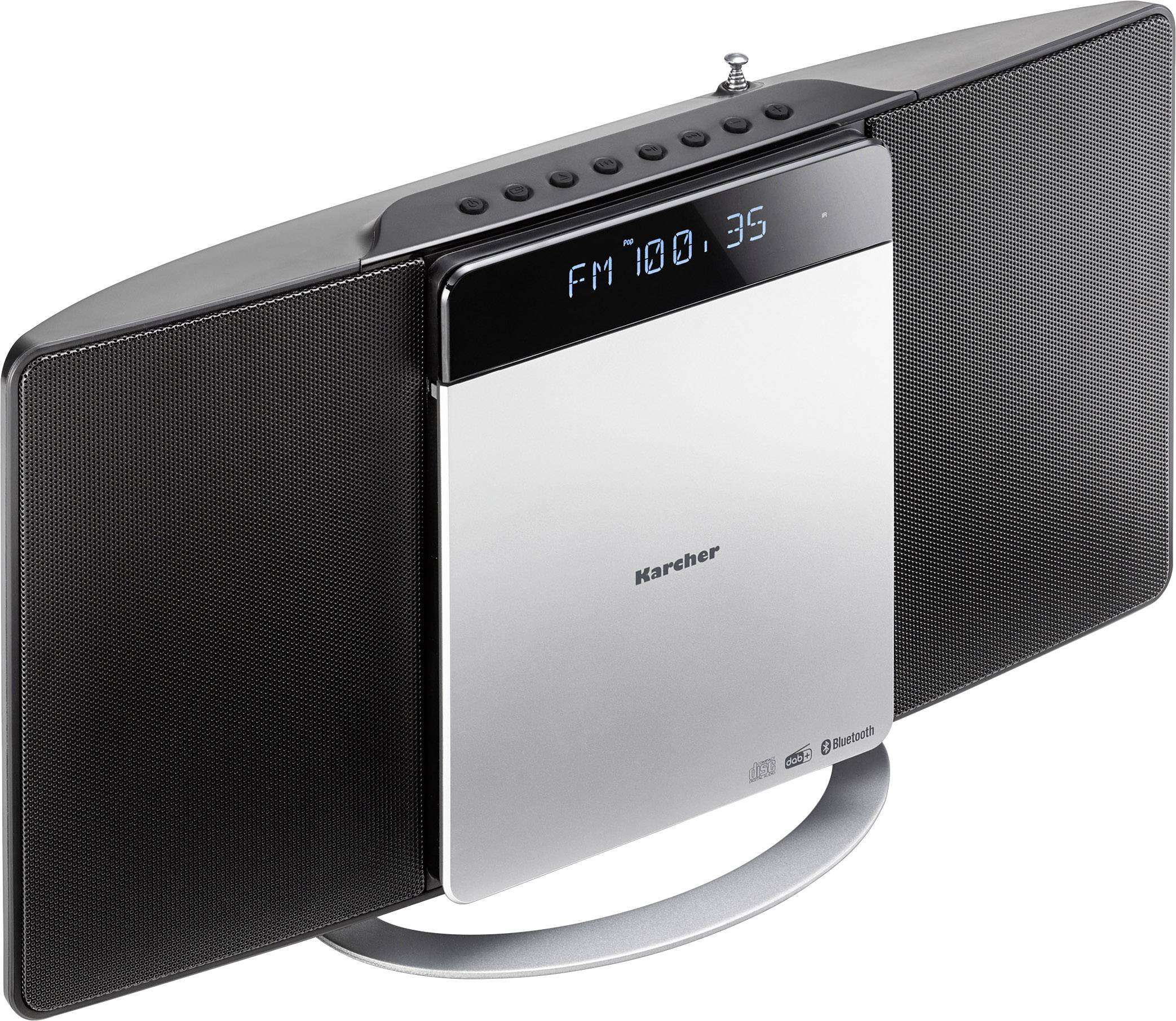 Karcher MC 6580D Stereoanlage CD, UKW, DAB+, USB, AUX, Bluetooth®, Inkl. Fernbedienung 2 x 5 W Schwarz, Silber