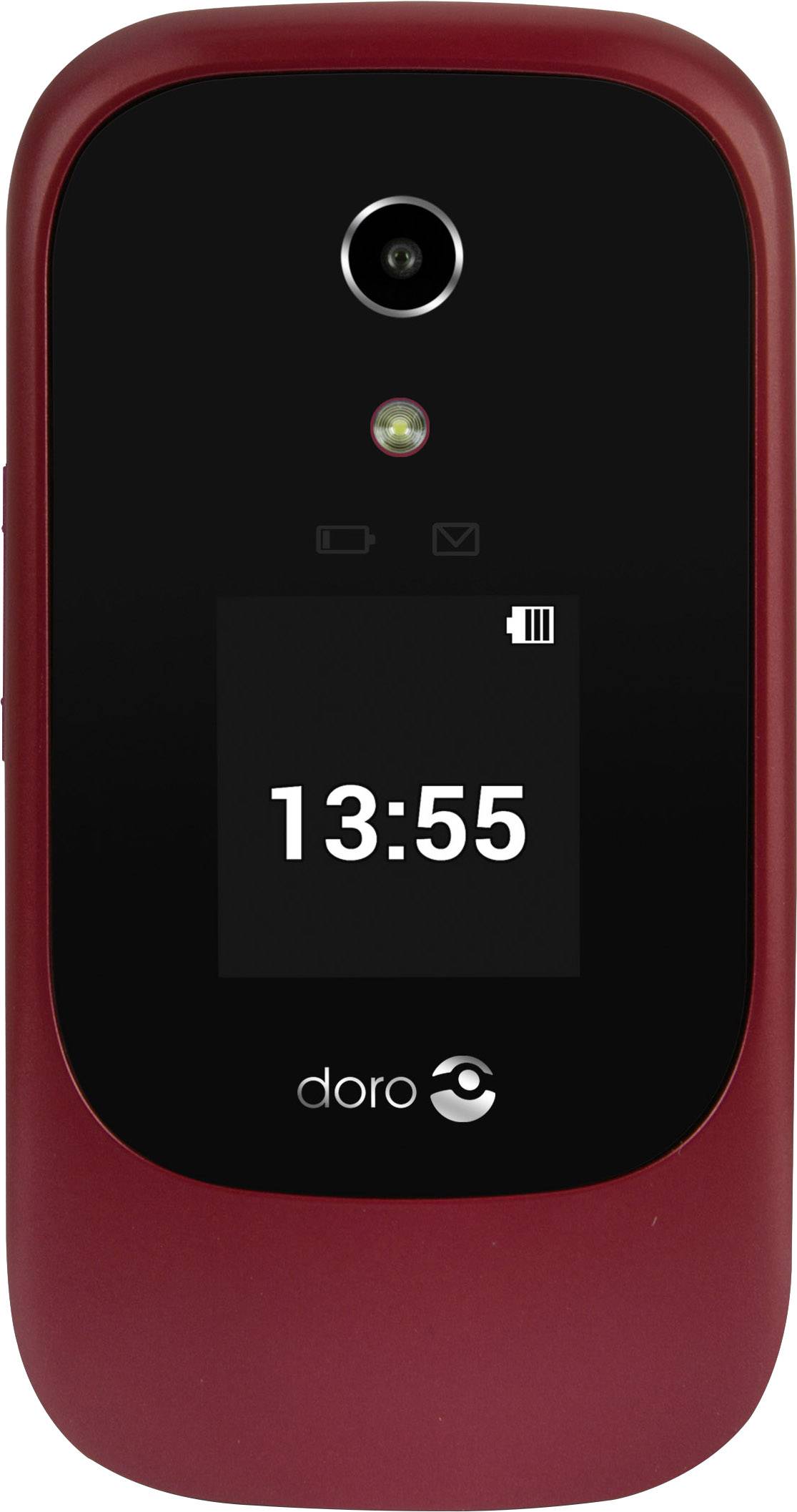 doro DORO 7060 Senioren-Klapp-Handy mit Ladestation, SOS Taste Rot, Weiß