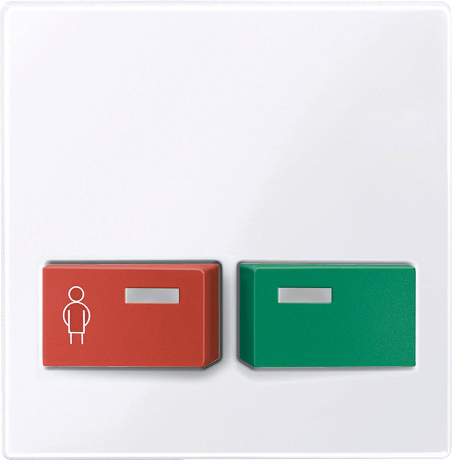 Zwei Briefkästen an einer weißen Wand: links rot mit Symbol einer Person, rechts grün.