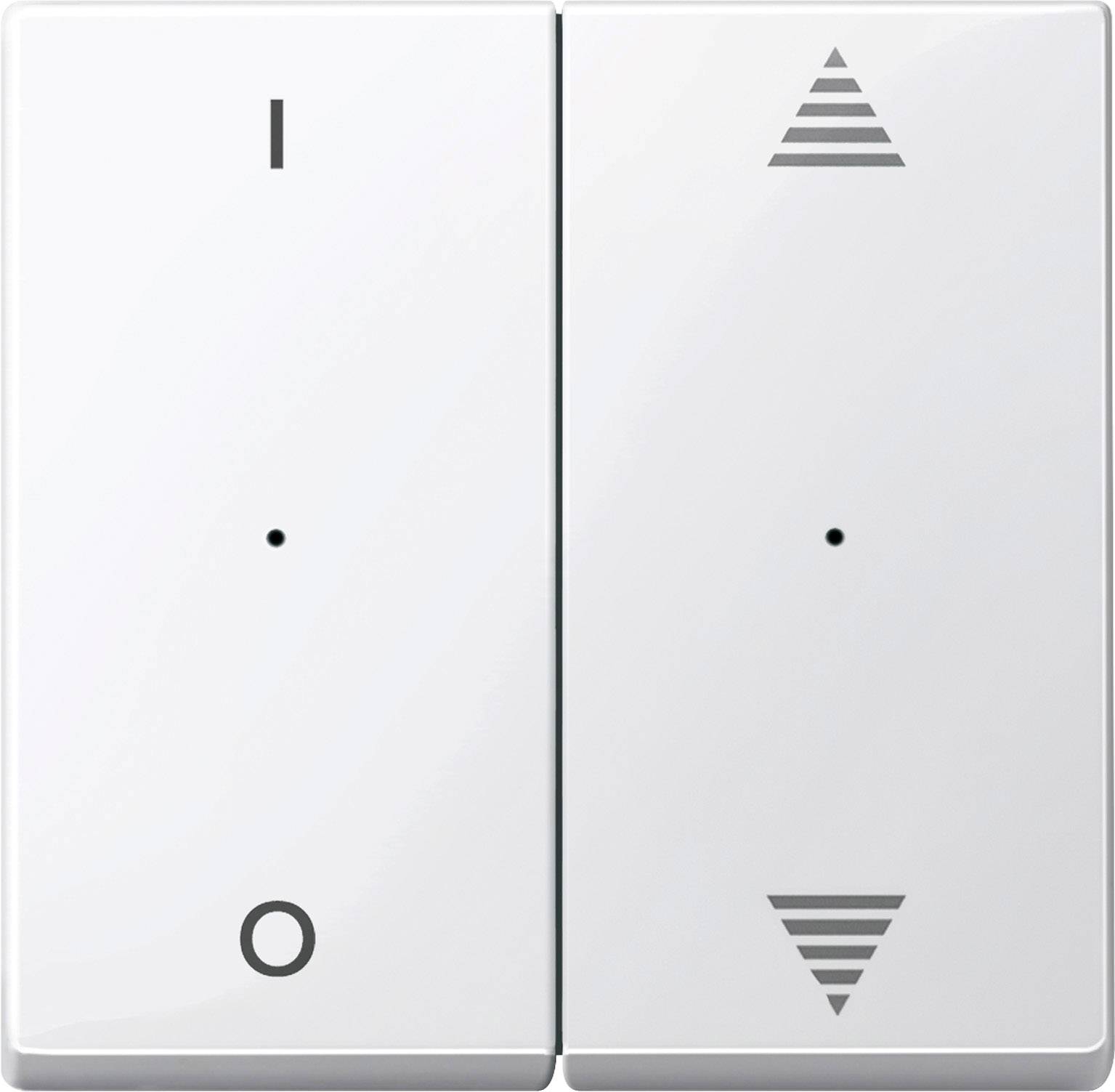 Zwei weiße Kippschalter, links mit 'I' und 'O' für An/Aus, rechts mit Pfeilen nach oben und unten für Helligkeitssteuerung.