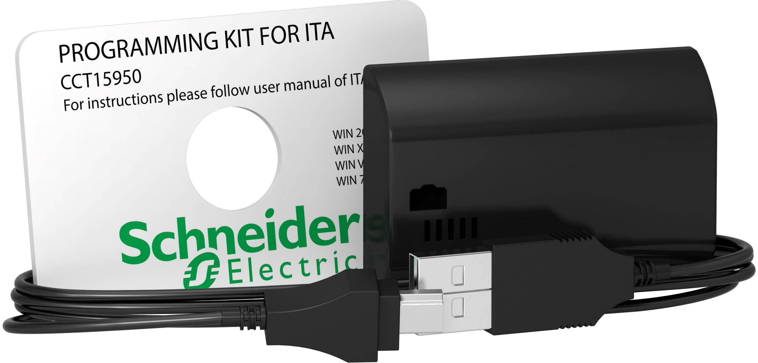 Programmierset für ITA von Schneider Electric mit USB-Kabel und Anleitungs-CD.