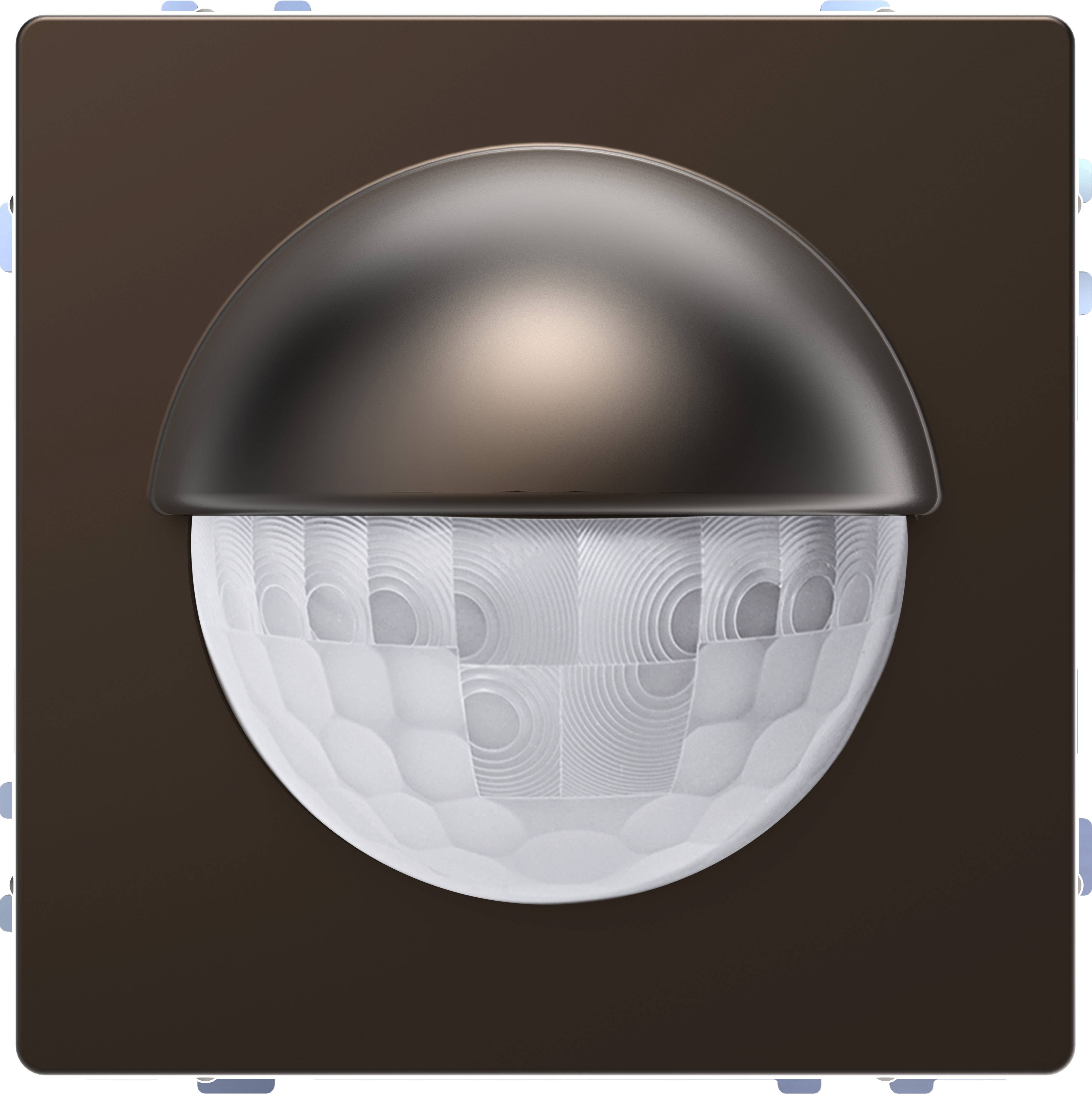 Wandmontierter runder Bewegungssensor mit dunkler Abdeckung und weißem Linsengehäuse, geeignet für Innenraumüberwachung.