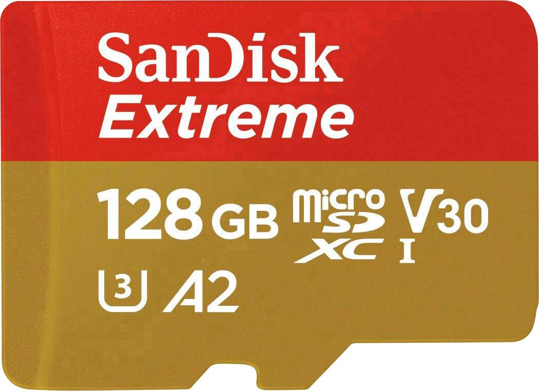 SanDisk Extreme® Action Cam microSDXC-Karte 128GB Class 10, UHS-I, Class 3 UHS-I , v30 Video Speed Class A2-Leistungsstandard