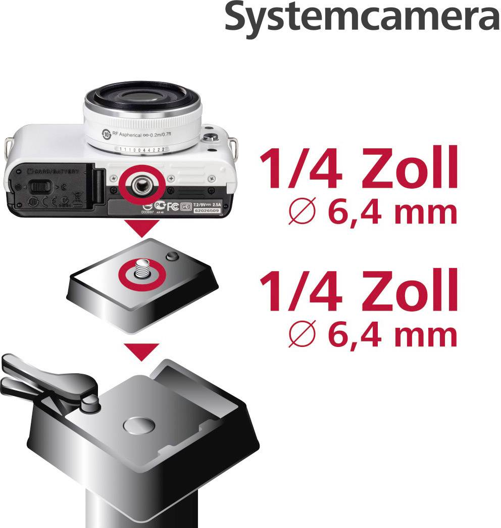 Hama für Traveller Premium 144/146 Schnellkupplungsplatte Außengewinde=1/4"