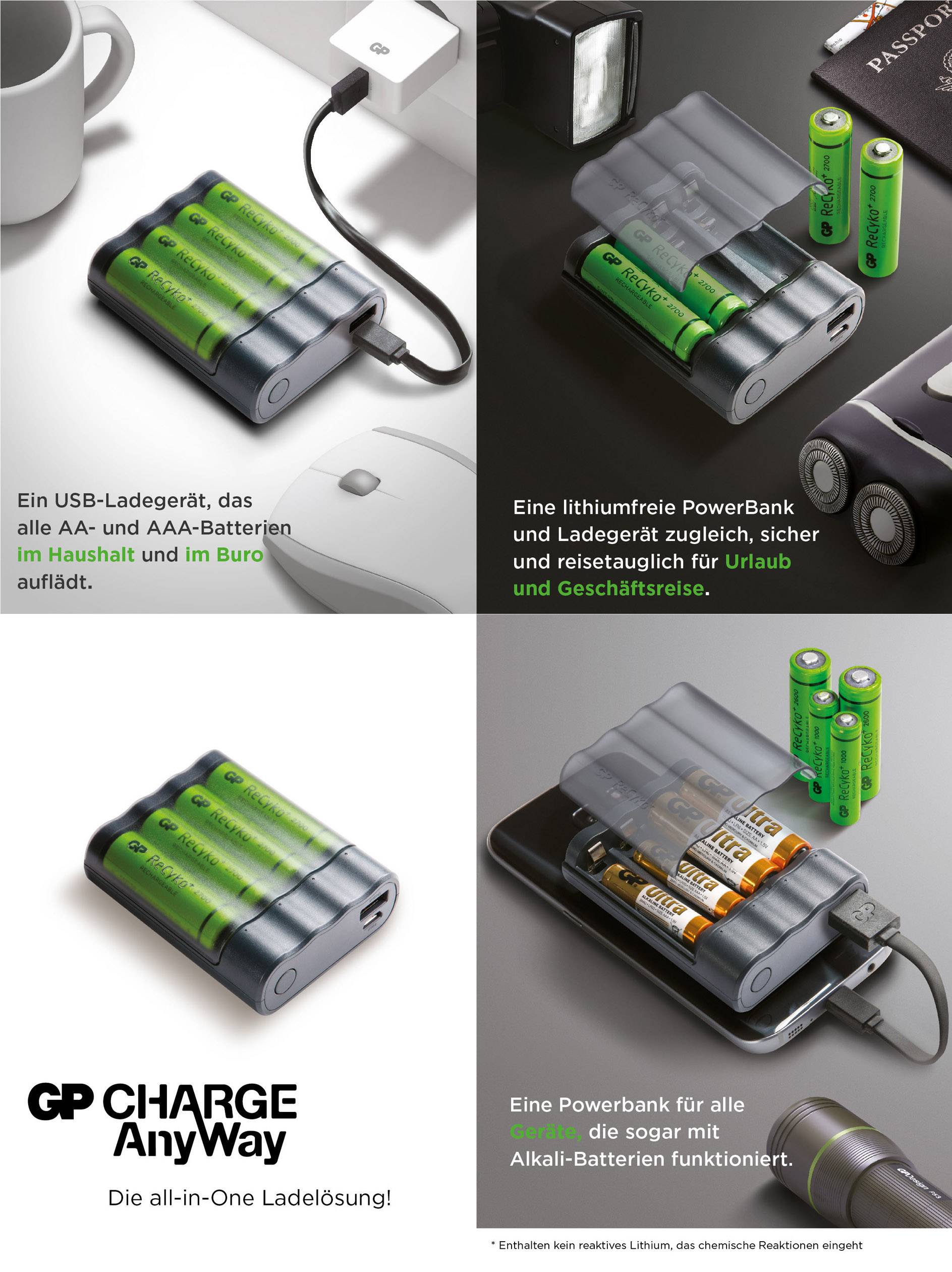 GP Charge Anyway X411 Rundzellen-Ladegerät NiMH Micro (AAA), Mignon (AA)