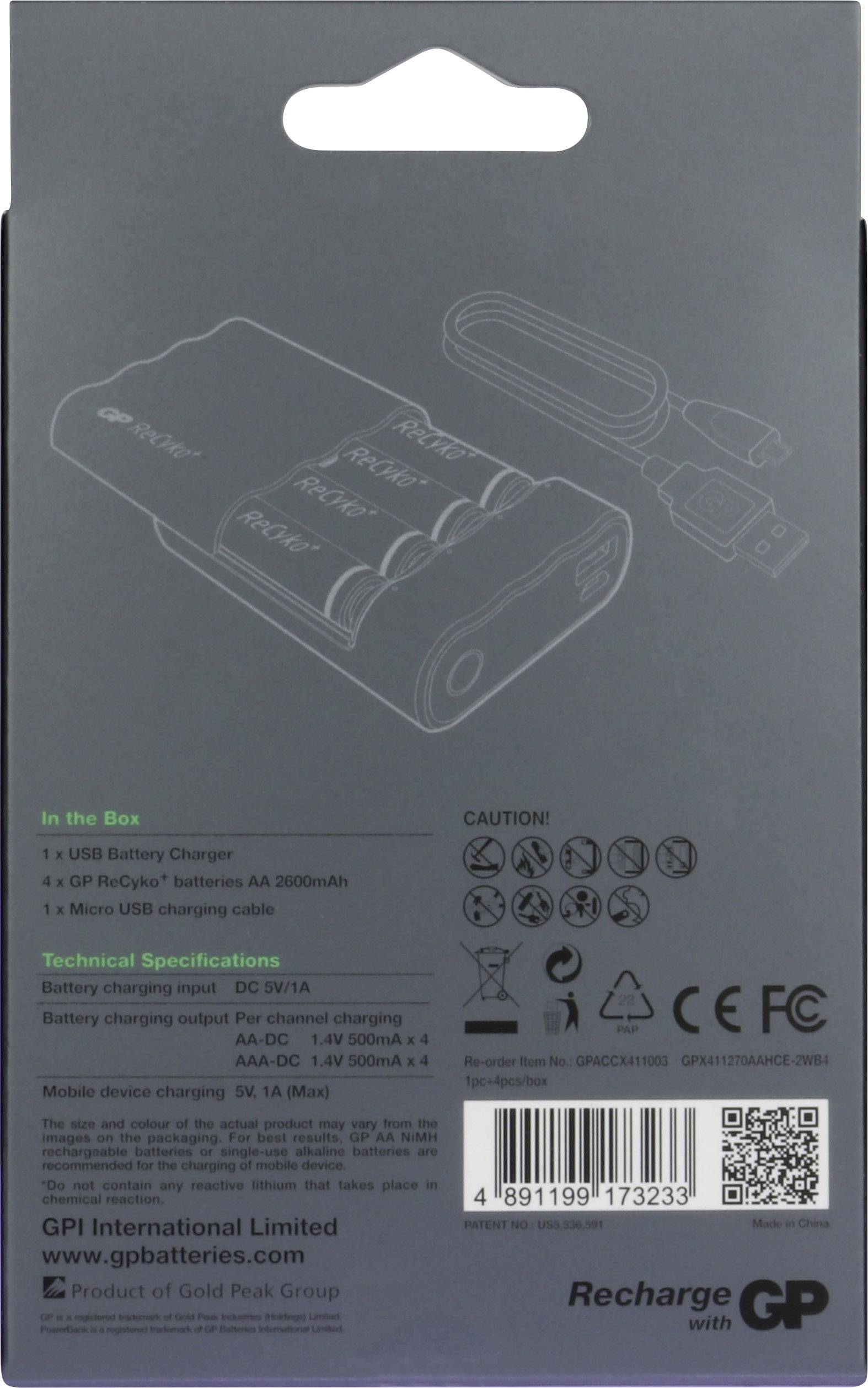 GP Charge Anyway X411 Rundzellen-Ladegerät NiMH Micro (AAA), Mignon (AA)