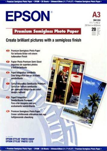 Epson Premium Semigloss Paper A3 C13S041334 Fotopapier DIN A3 251 g/m² 20 Blatt Seidenglänzend