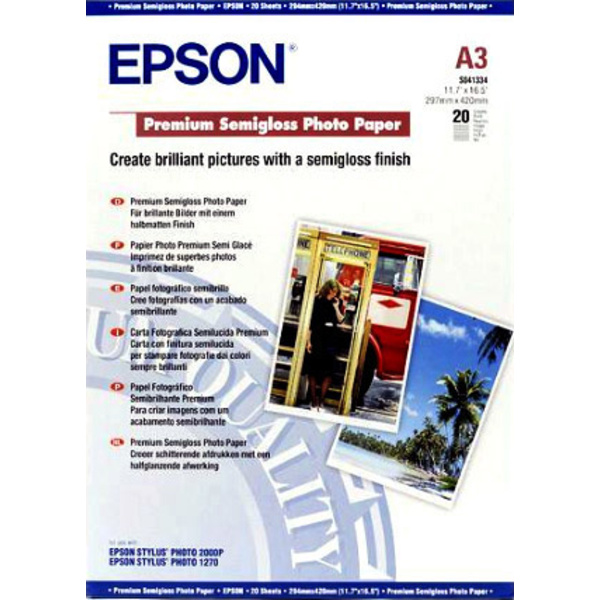 Epson Premium Semigloss Paper A3 C13S041334 Fotopapier DIN A3 251 g/m² 20 Blatt Seidenglänzend