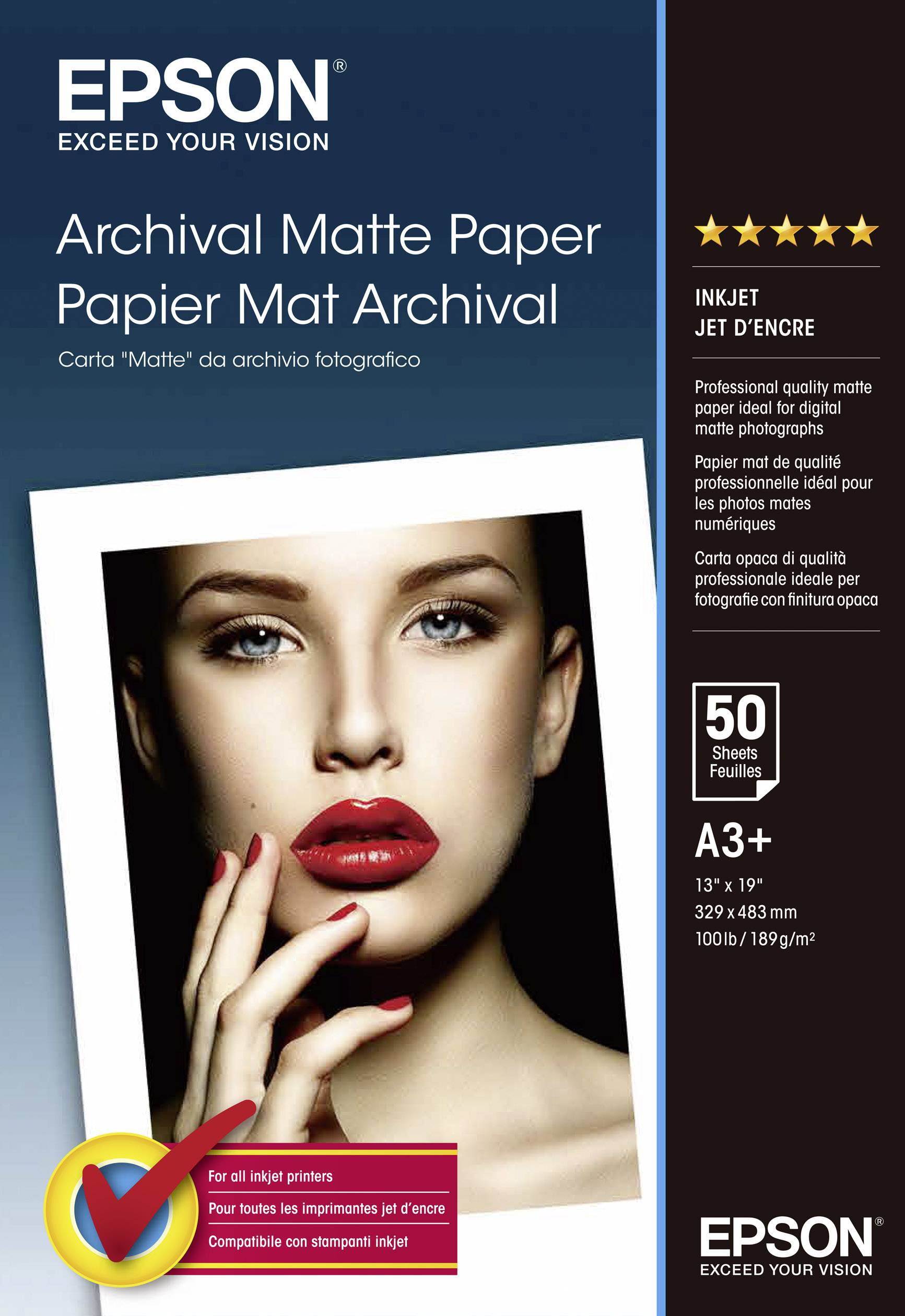 Epson Archival Matte Paper A3+ C13S041340 Fotopapier DIN A3+ 189 g/m²