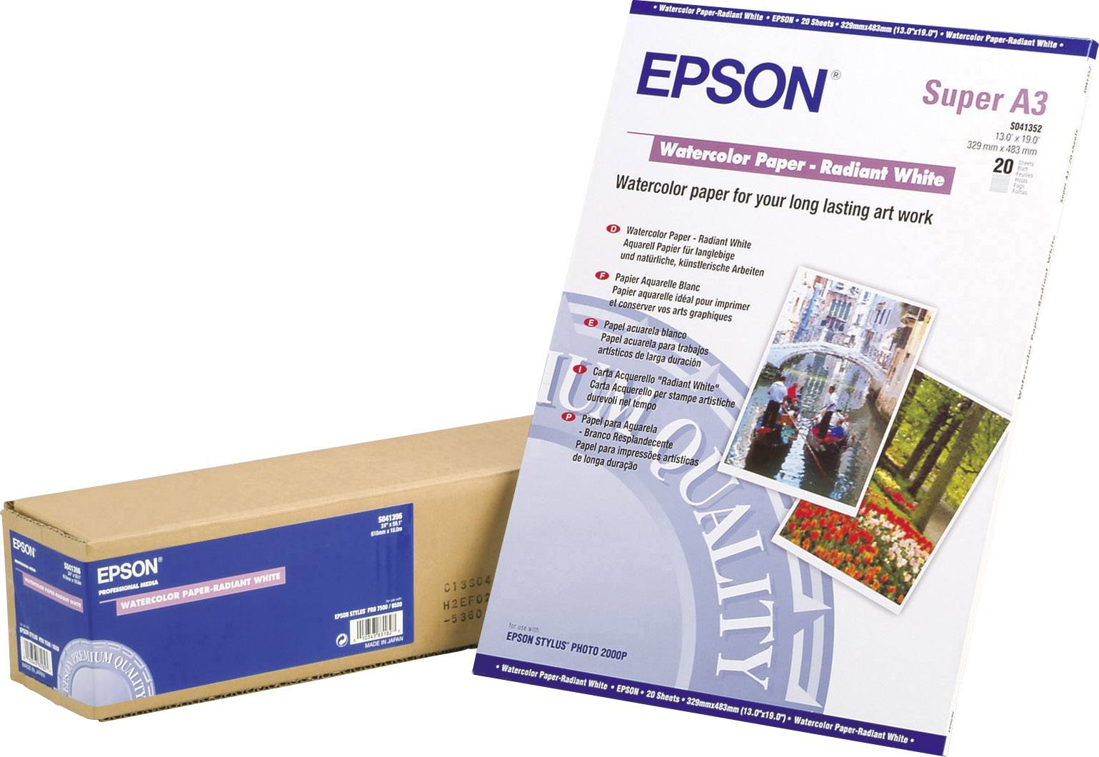 Epson WaterColor Paper Radiant White C13S041352 Fotopapier DIN A3+ 190 g/m² 20 Blatt Matt