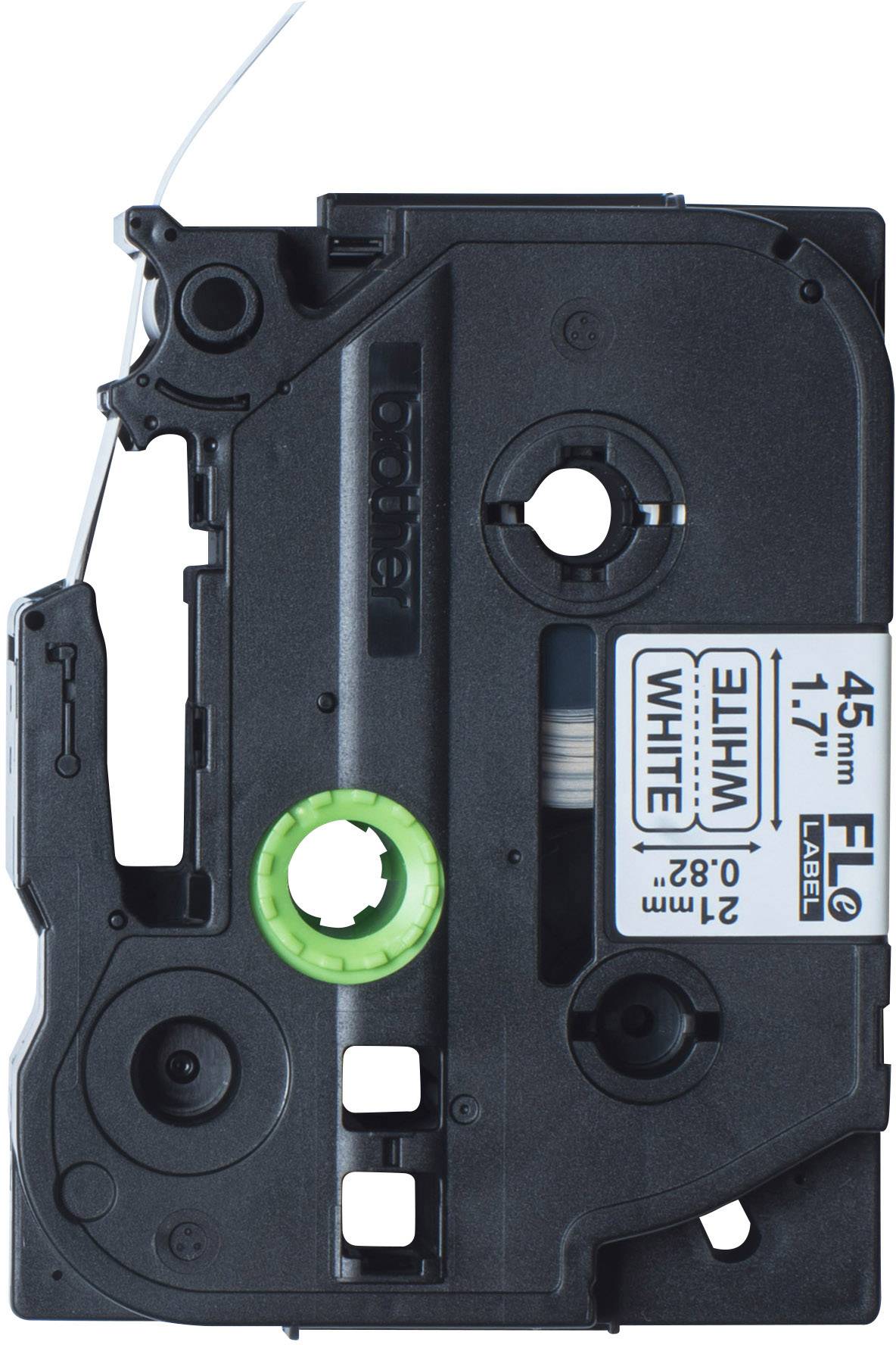 Ein schwarzes Druckband für ein Beschriftungsgerät, Etikett mit der Aufschrift '45mm 1.7