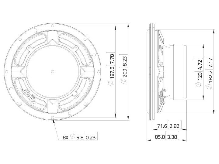 Lavoce SSF081.50 8 8 Zoll 20.32cm Tieftöner 200W 8Ω