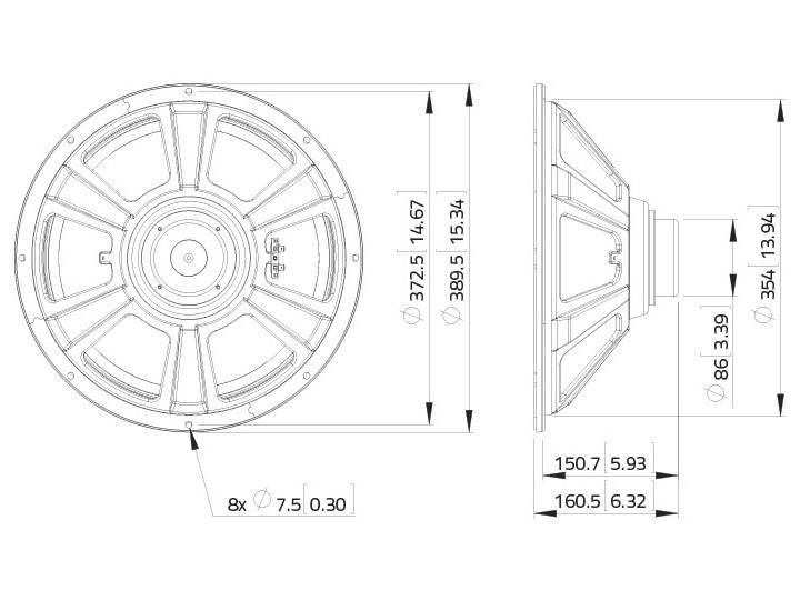 Lavoce WSN152.50 15 Zoll 38.1cm Tieftöner 250W 8Ω